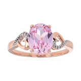 Created Oval Peach Sapphire & Diamond Ring in 9ct Rose Gold