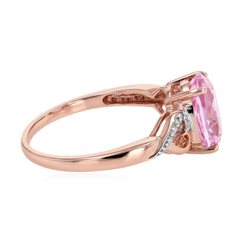 Created Oval Peach Sapphire & Diamond Ring in 9ct Rose Gold
