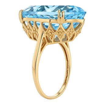 Blue Topaz Ring in Gold Plated Silver