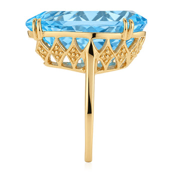 Blue Topaz Ring in Gold Plated Silver