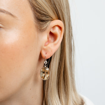 Citrine and White Topaz Drop Earrings in Sterling Silver