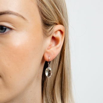 Green Quartz Drop Earrings in Sterling Silver