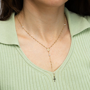Pearl Rosary 45cm Necklace in 9ct Yellow Gold