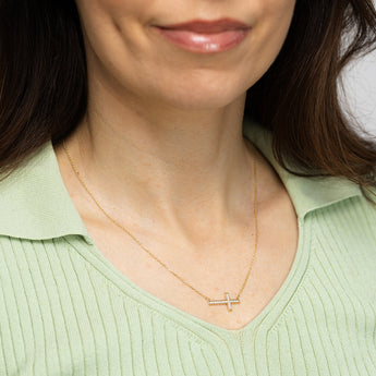Cubic Zirconia Cross 45cm Necklace in 9ct Yellow Gold