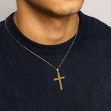 Onyx Cross Pendant in 9ct Yellow Gold