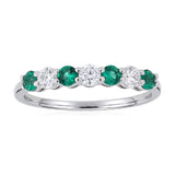 Luminesce Lab Grown 1/4 Carat Diamond Ring with 4 Created Emerald in Sterling Silver
