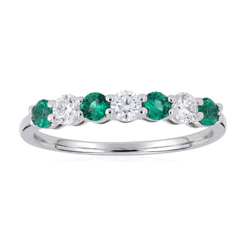 Luminesce Lab Grown 1/4 Carat Diamond Ring with 4 Created Emerald in Sterling Silver