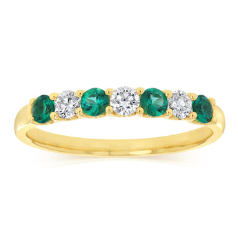 Luminesce Lab Grown 9ct Yellow Gold Created Emerald 0.30 Carat Diamond Ring