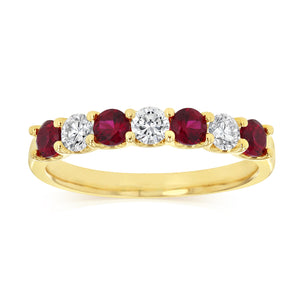 Luminesce Lab Grown 9ct Yellow Gold Created Ruby 0.30 Carat Diamond Ring