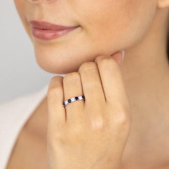 Luminesce Lab Grown 9ct White Gold Created Blue Sapphire 0.30 Carat Diamond Ring