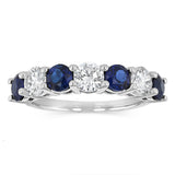 Luminesce Lab Grown 1.60 Carats Created Sapphire with 1 Carat Diamond Ring in Sterling Silver
