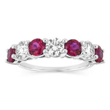 Luminesce Lab Grown 1.40 Carats Created Ruby with 1 Carat Diamond Ring in Sterling Silver