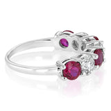 Luminesce Lab Grown 1.40 Carats Created Ruby with 1 Carat Diamond Ring in Sterling Silver