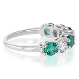 Luminesce Lab Grown 1.40 Carats Created Emerald with 1 Carat Diamond Ring in Sterling Silver