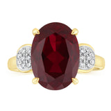 Created Red Sapphire with Luminesce Lab Grown Diamond Ring in 9ct Yellow Gold