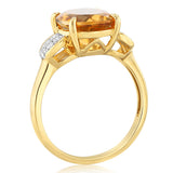 Natural Citrine and Luminesce Lab Grown Diamond Ring in 9ct Yellow Gold