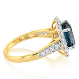 Luminesce Lab Grown 0.65 Carat Diamond and Blue Topaz Dress Ring in 9ct Yellow Gold