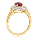 Created Ruby with 0.58 Carat Luminesce Lab Grown Diamond Ring in 9ct Yellow Gold