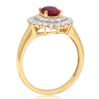 Created Ruby with 0.58 Carat Luminesce Lab Grown Diamond Ring in 9ct Yellow Gold