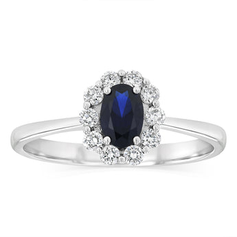 0.27 Carat Luminesce Lab Grown Diamond and Created Sapphire Ring in 9ct White Gold