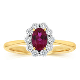 0.27 Carat Luminesce Lab Grown Diamond and Created Ruby Ring in 9ct Yellow Gold