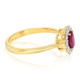 0.27 Carat Luminesce Lab Grown Diamond and Created Ruby Ring in 9ct Yellow Gold