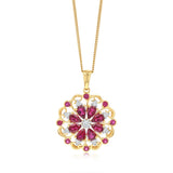 Luminesce Lab Grown 3.90 Carat Created Ruby with 0.25 Carat Diamond Pendant in 9ct Yellow Gold