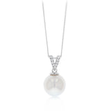 Luminesce Lab Grown 1/10 Carat Diamond and White South Sea Pearl Pendant on 45cm Chain in Sterling Silver