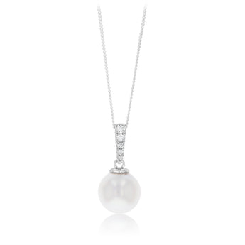 Luminesce Lab Grown 1/4 Carat Diamond and White South Sea Pearl Pendant on 45cm Chain in Sterling Silver