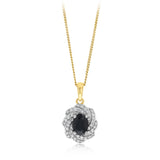 Luminesce Lab Grown 1/3 Carat and Natural Black Sapphire Pendant in 9ct Yellow Gold