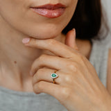 Luminesce Lab Grown 1/6 Carat Diamond and Natural Emerald Ring in 9ct Yellow Gold