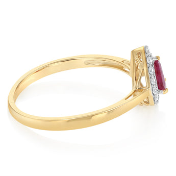 Luminesce Lab Grown 1/6 Carat Diamond and Natural Ruby Ring in 9ct Yellow Gold