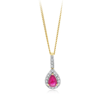 Luminesce Lab Grown 1/5 Carat Diamond and Natural Emerald Pendant in 9ct Yellow Gold