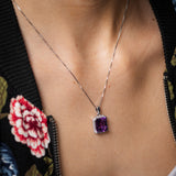 Luminesce Lab Grown 0.33 Carat Diamond and Amethyst Pendant in Sterling Silver with 45cm Chain