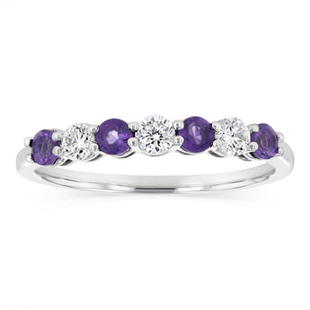 Luminesce Lab Grown 1/4 Carat Diamond and Amethyst Ring in Sterling Silver