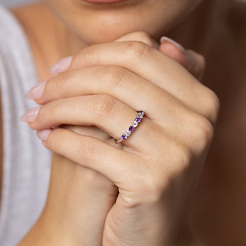 Luminesce Lab Grown 1/4 Carat Diamond and Amethyst Ring in Sterling Silver