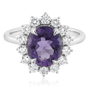 Luminesce Lab Grown 0.70 Carat Diamond and 3 Carat Amethyst Ring in Sterling Silver