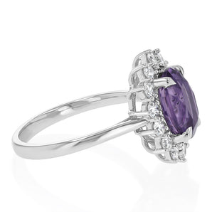 Luminesce Lab Grown 0.70 Carat Diamond and 3 Carat Amethyst Ring in Sterling Silver