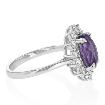Luminesce Lab Grown 0.70 Carat Diamond and 3 Carat Amethyst Ring in Sterling Silver