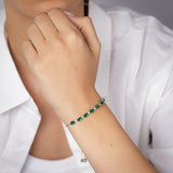 Luminesce Lab Grown 1/10 Carat Diamond and 4.15 Carat Created Emerald Bolo Bracelet in Sterling Silver