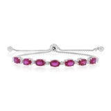 Luminesce Lab Grown 1/10 Carat Diamond and 4.15 Carat Created Ruby Bolo Bracelet in Sterling Silver