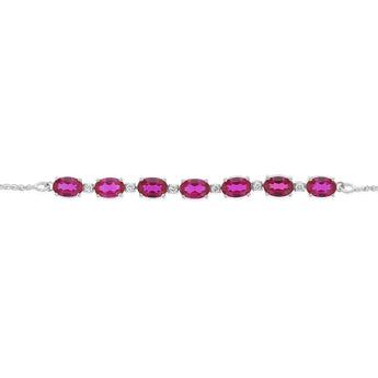 Luminesce Lab Grown 1/10 Carat Diamond and 4.15 Carat Created Ruby Bolo Bracelet in Sterling Silver