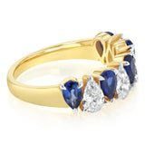 Luminesce Lab Grown 1 Carat Diamond and 1.60 Carat Created Blue Sapphire Ring in 9ct Yellow Gold