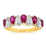 Luminesce Lab Grown 1 Carat Diamond and 1.60 Carat Created Ruby Ring in 9ct Yellow Gold
