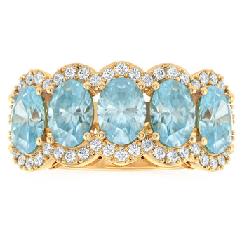 Luminesce Lab Grown 0.45 Carat Diamond and 4.50 Carat Sky Blue Topaz Ring in 9ct Yellow Gold