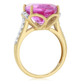 Luminesce Lab Grown 1/3 Carat Diamond and 7 Carat Created Pink Sapphire Ring in 9ct Yellow Gold