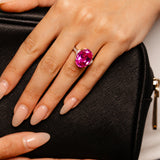Luminesce Lab Grown 1/3 Carat Diamond and 7 Carat Created Pink Sapphire Ring in 9ct Yellow Gold
