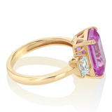 Luminesce Lab Grown 0.70 Carat Diamond and 7 Carat Created Pink Sapphire Ring in 9ct Yellow Gold