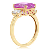 Luminesce Lab Grown 0.70 Carat Diamond and 7 Carat Created Pink Sapphire Ring in 9ct Yellow Gold
