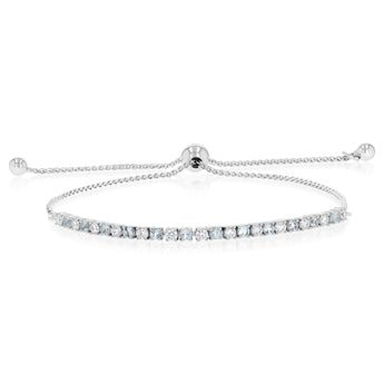 Luminesce Lab Grown 1/2 Carat Diamond and Natural Blue Topaz Bolo Bracelet in Sterling Silver